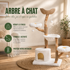 Arbre à Chat en Bois Flotté 150 cm – Design Luxe, Stable & Multiniveaux pour 5 Chats