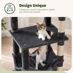 Arbre à Chat XXL Beige 140 cm – 6 Niveaux Stable avec Hamac Extra-Large & Niche