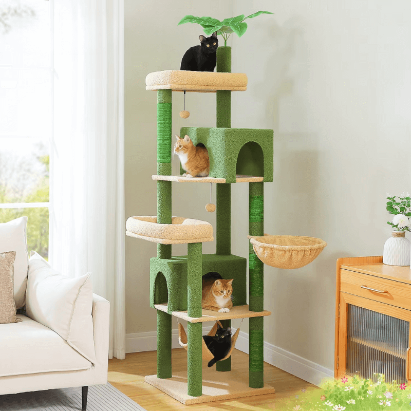 Arbre à Chat XXL 190 cm – Multiniveaux Stable avec Hamac & Niches – Multi-Chats