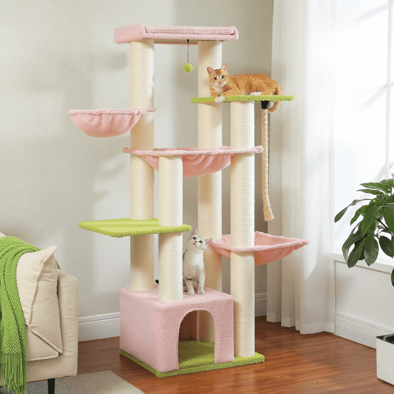 Arbre à Chat XXL 170 cm – Stable avec 3 Hamacs & 11 Poteaux Sisal – Spécial Grands Chats