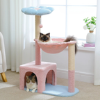 Arbre à Chat Compact 89 cm – 4 Niveaux avec Hamac & Niche – Idéal Petit Espace