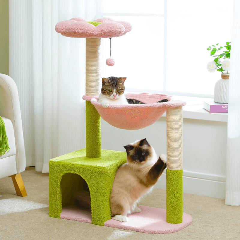 Arbre à Chat Compact 89 cm – 4 Niveaux avec Hamac & Niche – Idéal Petit Espace