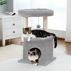 Petit Arbre à Chat Compact 3 Niveaux – Niche & Perchoirs – Stable avec Griffoirs Sisal
