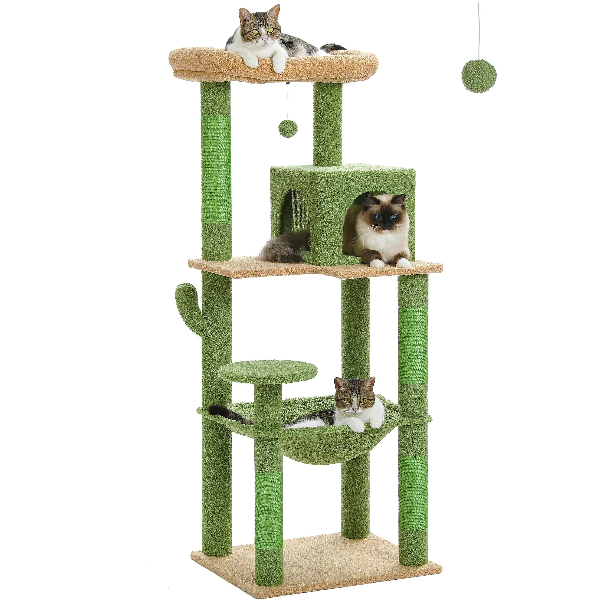 Arbre à Chat 143 cm Stable – Multiniveaux avec Grand Hamac & Niche – Griffoirs Sisal
