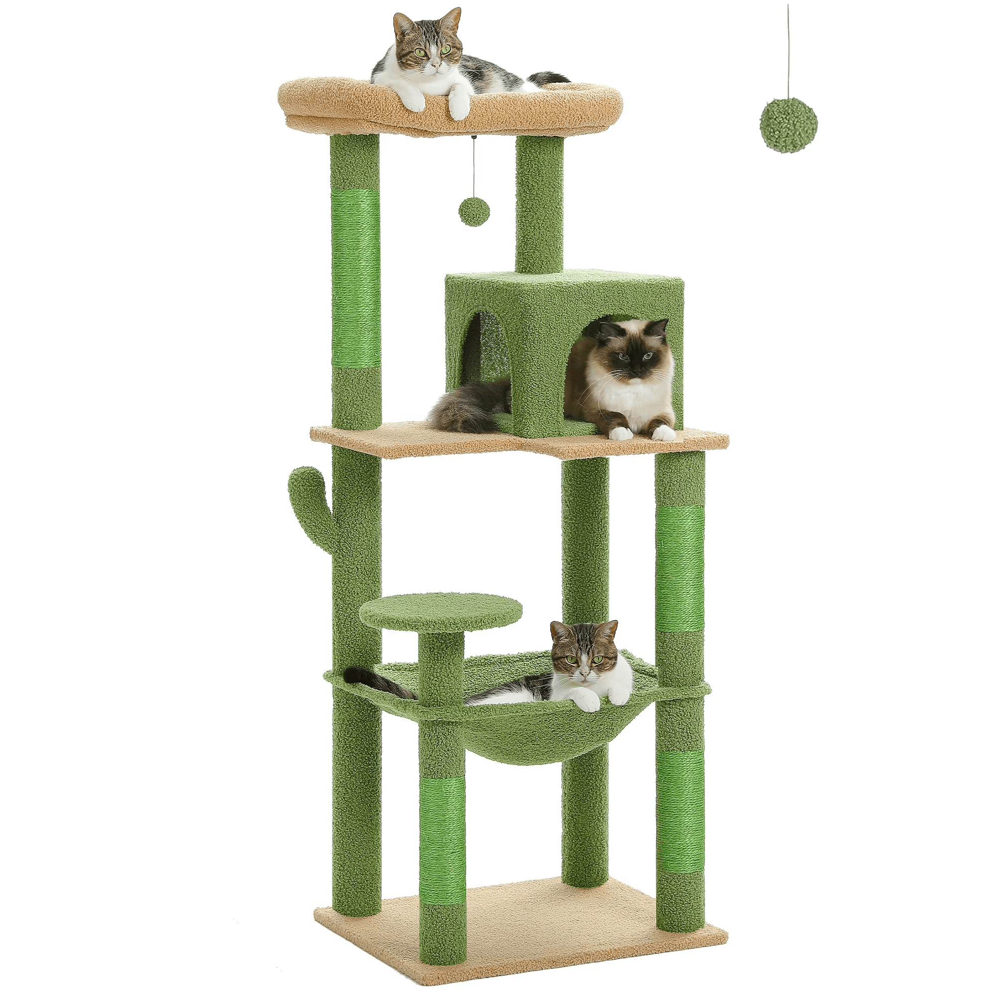 Arbre à Chat 143 cm Stable – Multiniveaux avec Grand Hamac & Niche – Griffoirs Sisal