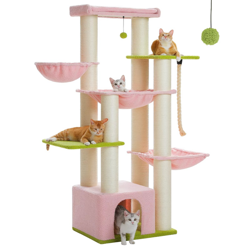 Arbre à Chat XXL 170 cm – Stable avec 3 Hamacs & 11 Poteaux Sisal – Spécial Grands Chats
