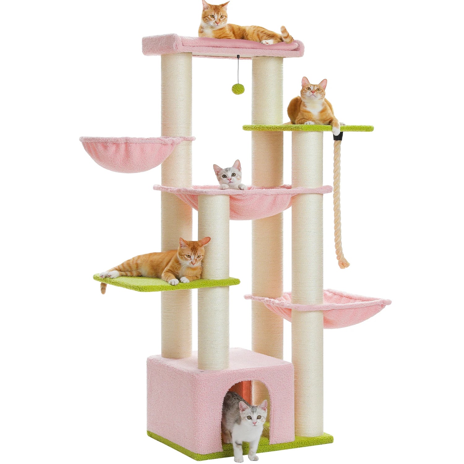 Arbre à Chat XXL 170 cm – Stable avec Hamacs Profonds & 13 Poteaux Sisal – Spécial Grands Chats