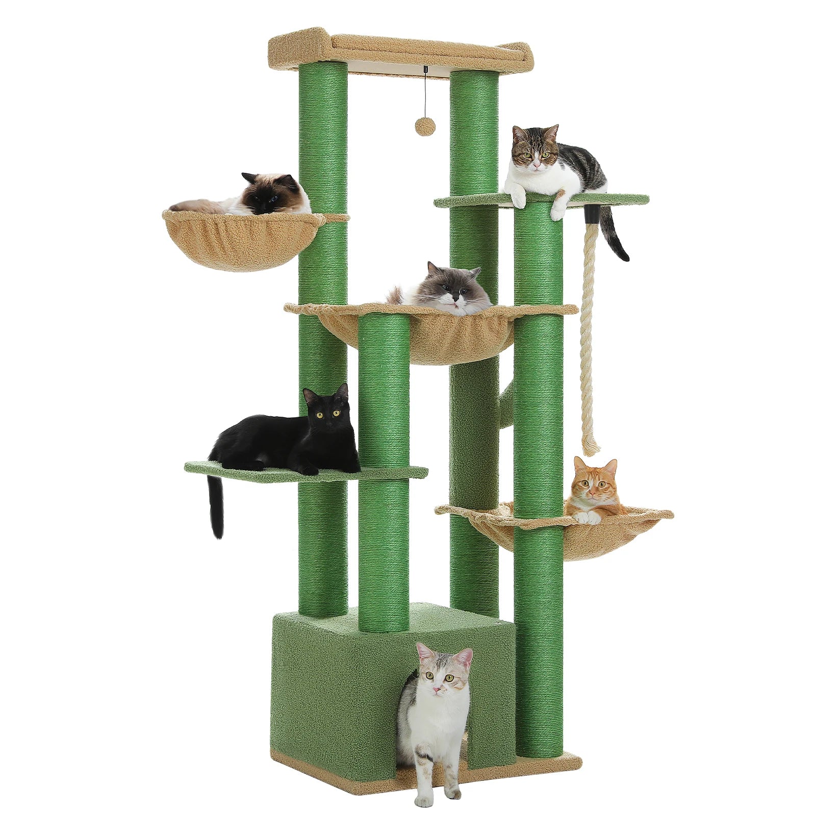 Arbre à Chat XXL 170 cm – Stable avec Hamacs Profonds & 13 Poteaux Sisal – Spécial Grands Chats