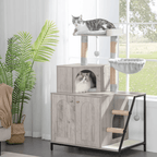 Meuble Cache-Litière Design – Maisonnette 3 Niveaux avec Hamac & Griffage Sisal