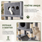 Arbre à Chat pour Adulte XXL 210 cm – Ultra Stable avec Grande Plateforme, Hamac, 2 Grottes et 8 Griffoirs