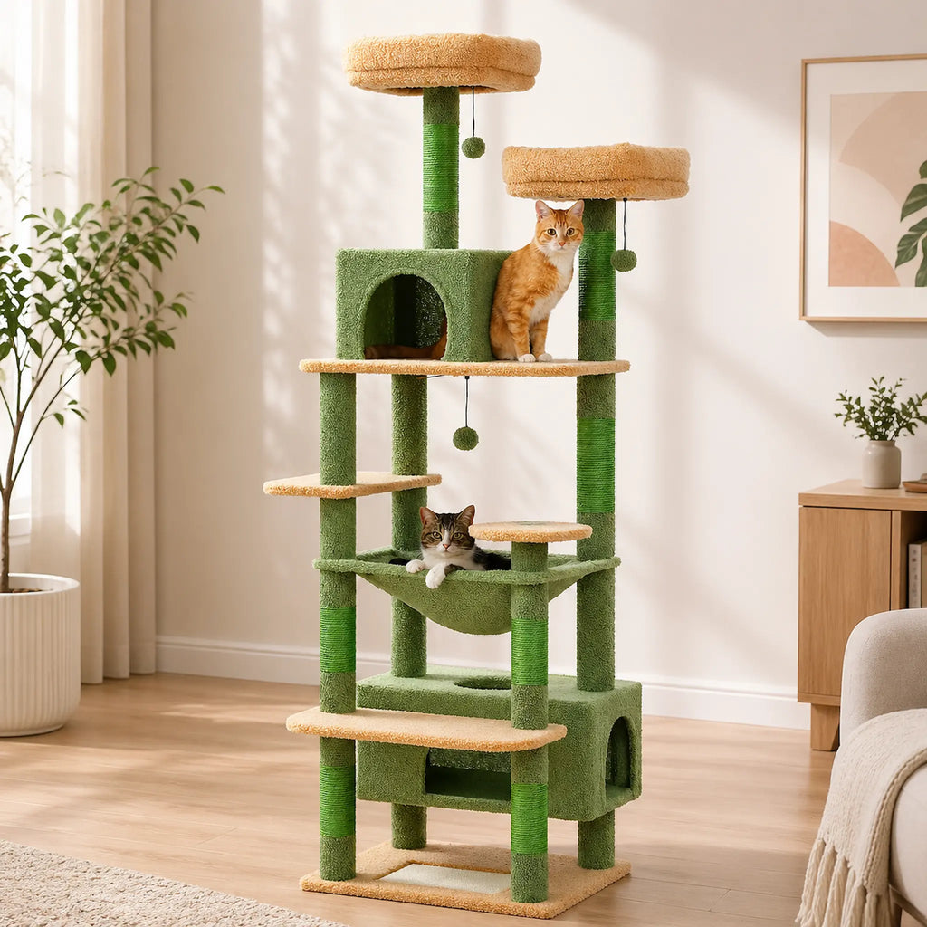 Arbre à Chat Géant XXL 184 cm – Tour 8 Niveaux Stable avec Hamac XL, Condos Spacieux et Griffoirs Sisal