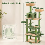 Arbre à Chat Géant XXL 184 cm – Tour 8 Niveaux Stable avec Hamac XL, Condos Spacieux et Griffoirs Sisal