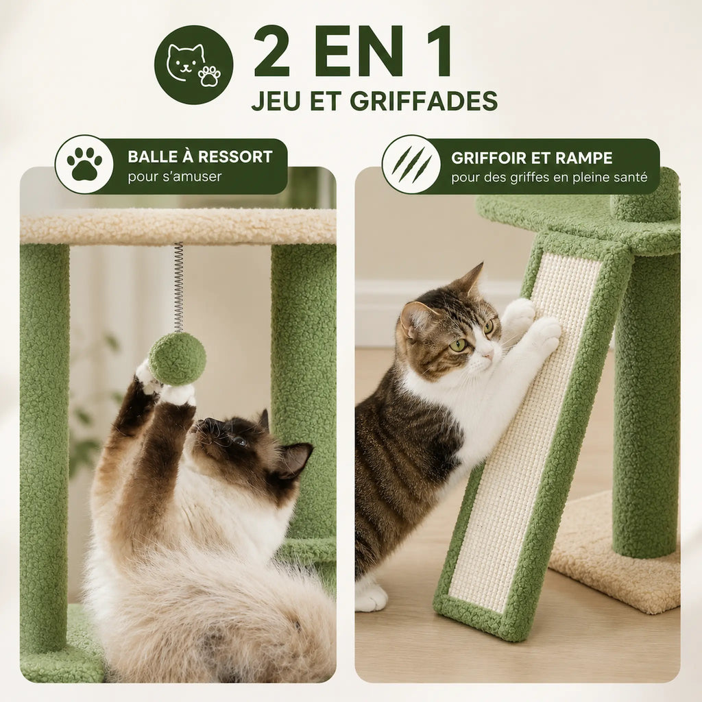 Arbre à Chat Grande Plateforme XXL 285 cm – Sol Plafond Réglable avec 5 Plateformes, Hamacs et Condos