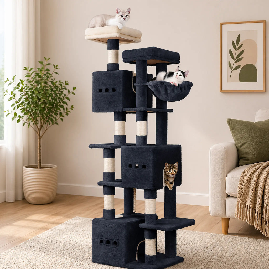 Arbre à Chat 193 cm XXL Stable – 7 Niveaux, Niches Spacieuses & Paniers 360°