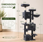 Arbre à Chat 193 cm XXL Stable – 7 Niveaux, Niches Spacieuses & Paniers 360°