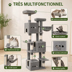 Arbre à Chat 193 cm XXL Stable – 7 Niveaux, Niches Spacieuses & Paniers 360°