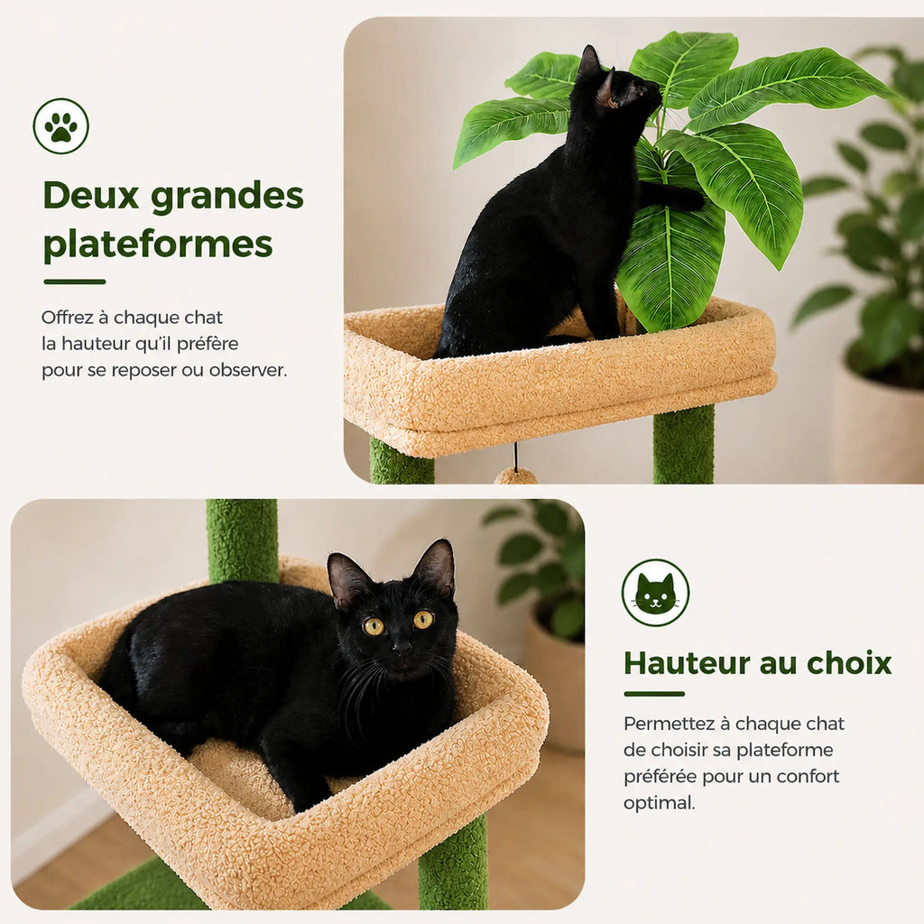 Arbre à Chat Solide et Stable 190 cm – XXL Multiniveaux avec Hamac, Niche, Perchoir et Griffoirs Sisal