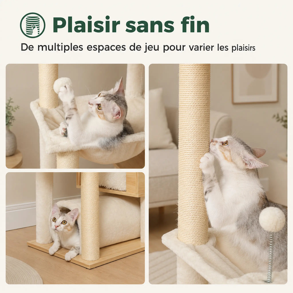 Arbre à Chat Sol Plafond – XXL, Stable et Multiniveaux