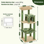Arbre à Chat XXL 143 cm – 6 Niveaux Stable avec Hamac, Niche, Griffoirs Sisal et Grand Perchoir