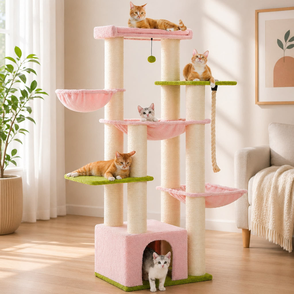 Arbre à Chat XXL pour Maine Coon 170 cm – Ultra Stable, Hamac XXL, 13 Griffoirs et Condos Spacieux