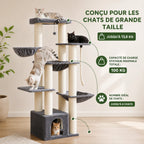 Arbre à Chat XXL pour Maine Coon 170 cm – Ultra Stable, Hamac XXL, 13 Griffoirs et Condos Spacieux