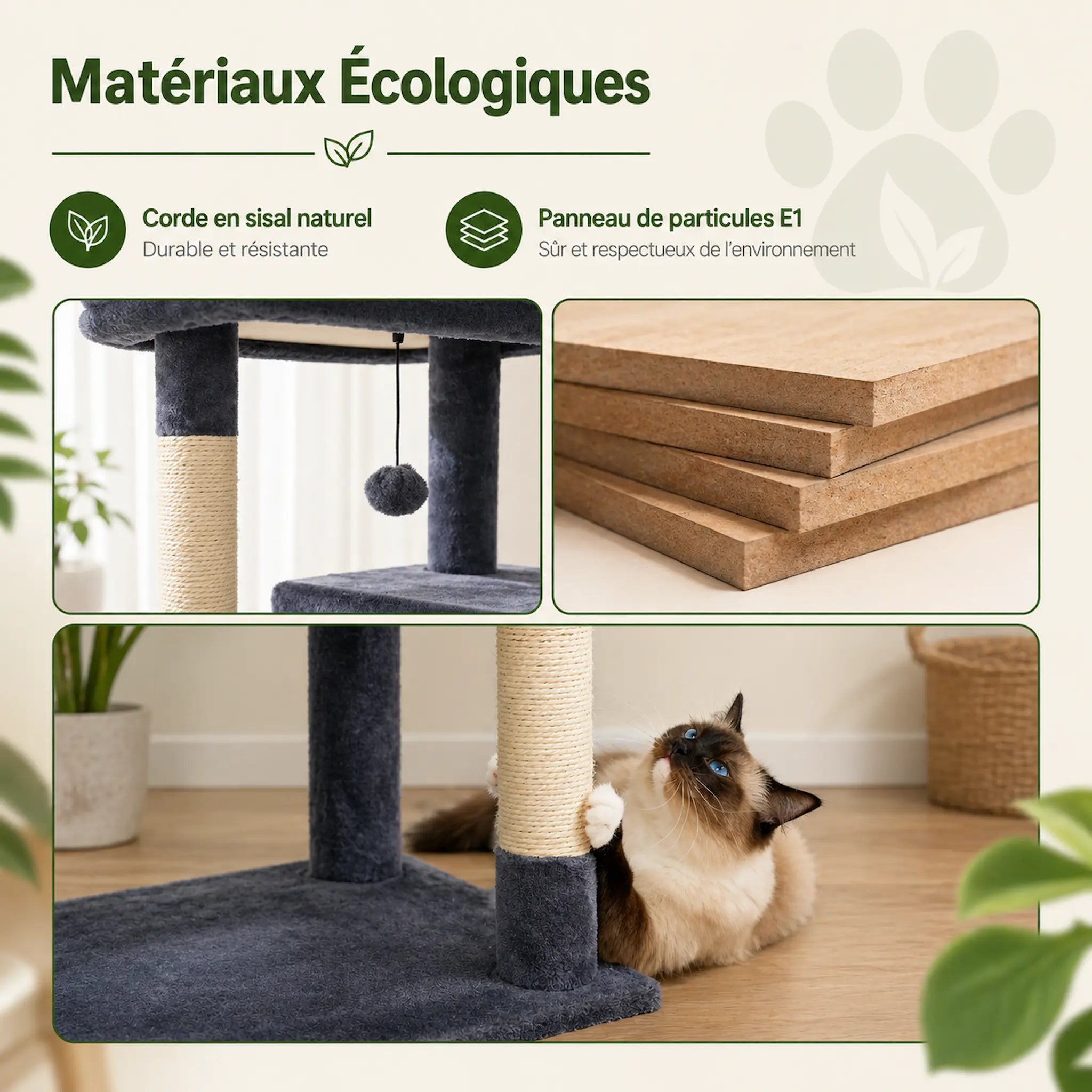 Arbre à Chat XXL Solide 143 cm – Ultra Stable 5 Niveaux avec Hamac XL, Niche et Griffoirs Sisal