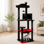 Arbre à Chat XXL Solide 143 cm – Ultra Stable 5 Niveaux avec Hamac XL, Niche et Griffoirs Sisal