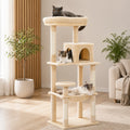 Arbre à Chat XXL Solide 143 cm – Ultra Stable 5 Niveaux avec Hamac XL, Niche et Griffoirs Sisal