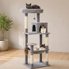 Arbre à Chat XXL Solide 143 cm – Ultra Stable 5 Niveaux avec Hamac XL, Niche et Griffoirs Sisal