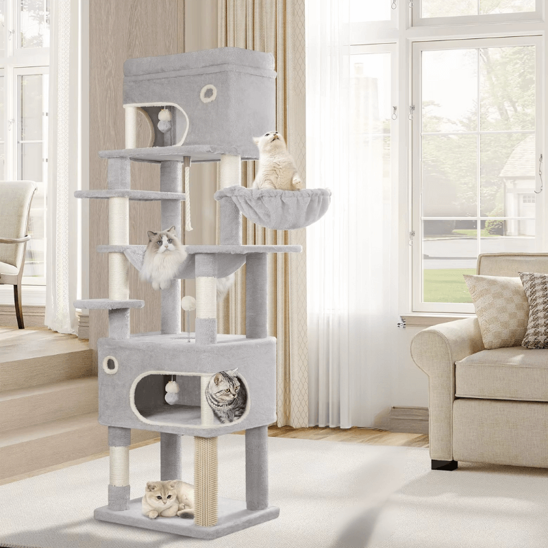 Arbre à Chat XXL 178 cm – 7 Niveaux Stable avec Niches & Griffoirs Sisal – Multi-Chats