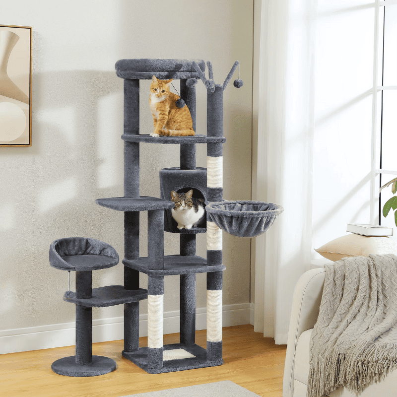 Arbre à Chat Cactus XXL 150 cm Stable – 5 Niveaux avec Hamac & Niche – Multi-Chats