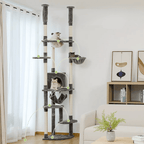 Arbre à Chat Sol-Plafond XXL Ajustable – 5+ Niveaux Stable avec Hamac & Griffoirs Sisal