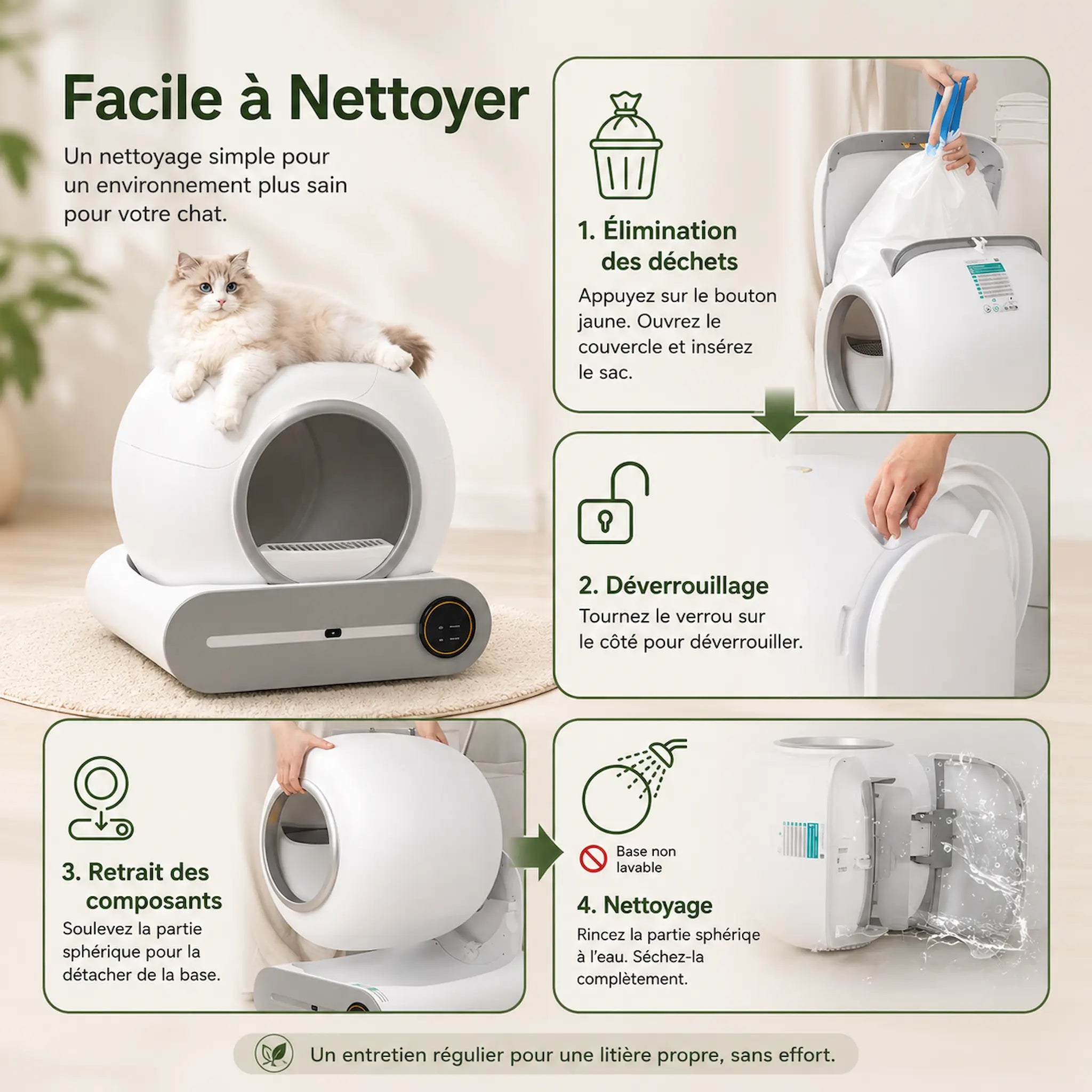 Litière Chat Autonettoyante - 65L