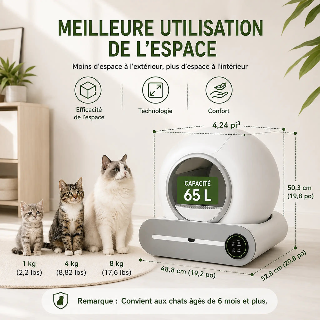 Litière Chat Autonettoyante - 65L