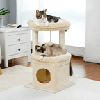 Petit Arbre à Chat Compact 3 Niveaux – Niche & Perchoirs – Stable avec Griffoirs Sisal