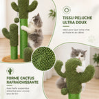 Petit Arbre à Chat 83 cm – Griffoir Cactus Stable avec 3 Poteaux Sisal et Jouet Suspendu