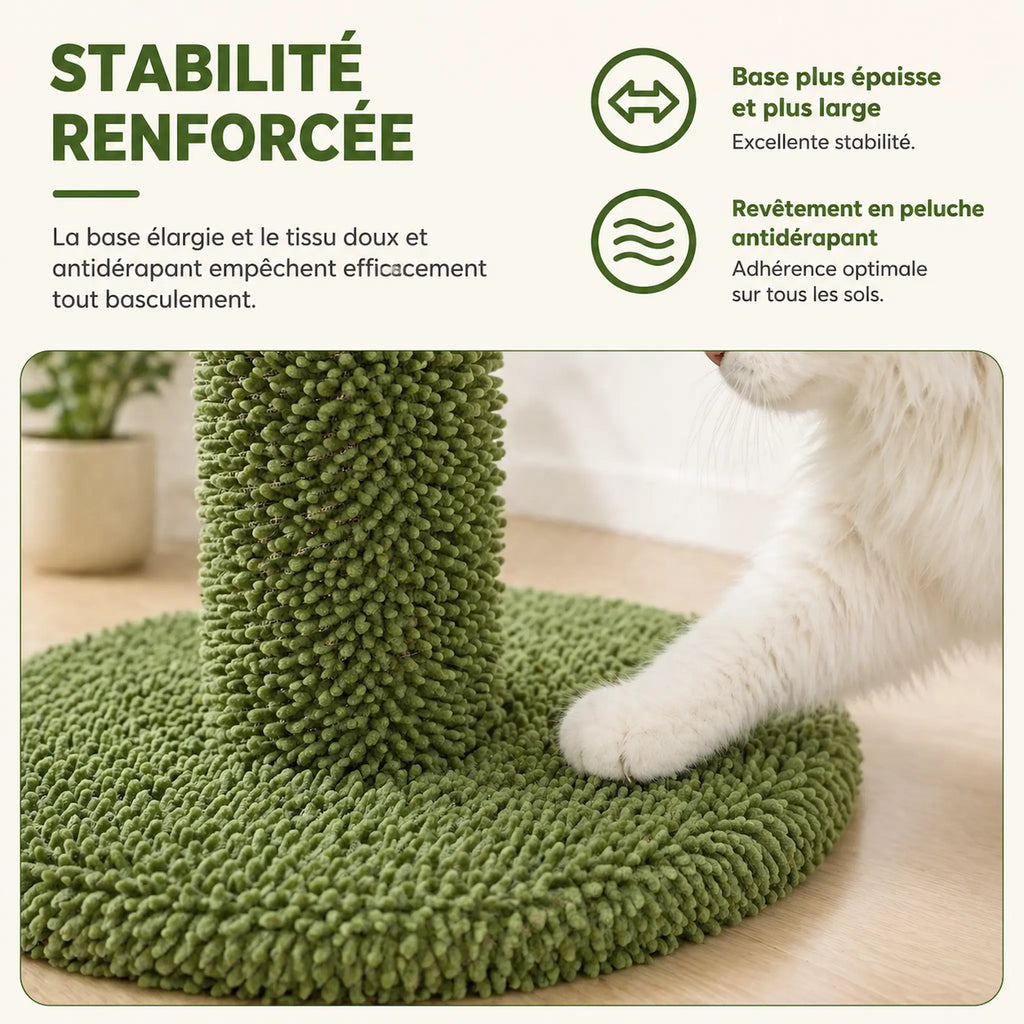 Petit Arbre à Chat 83 cm – Griffoir Cactus Stable avec 3 Poteaux Sisal et Jouet Suspendu