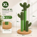 Petit Arbre à Chat 83 cm – Griffoir Cactus Stable avec 3 Poteaux Sisal et Jouet Suspendu