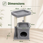 Petit Arbre à Chat Beige – Compact 3 Niveaux avec Niche, 2 Perchoirs, 4 Griffoirs Sisal et Jouet